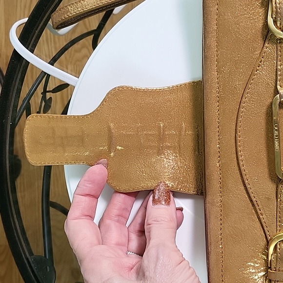 Jimmy Choo Gold Tone Metallic Leather Clutch/Wristlet - Picture 13 of 15